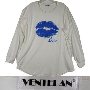 1X 2X Venetlan BLUE LIPS 💋 KISS LONG SLEEVE SOFT TSHIRT TOP XXL